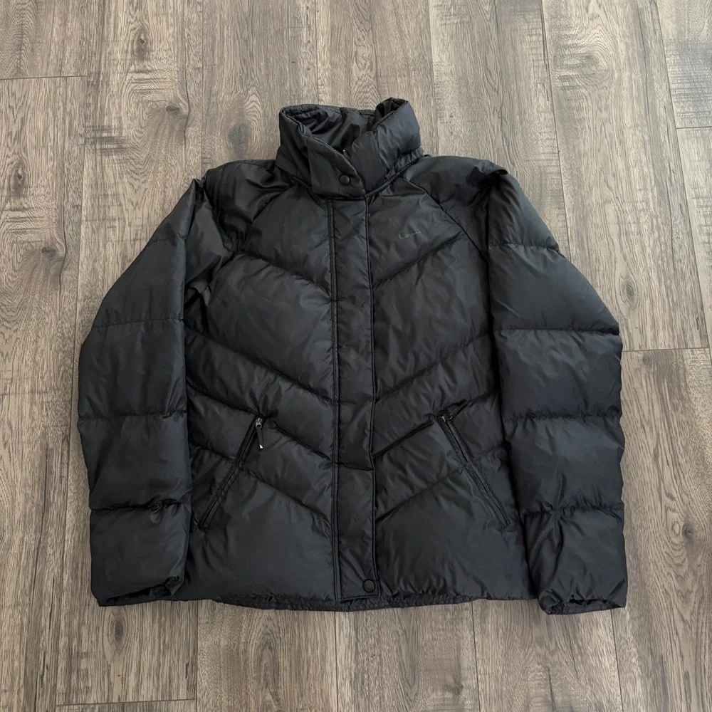 Nike‎ Puffer Jacket Girls Large 12-14 Black Good Chevron Quilted Down Coat